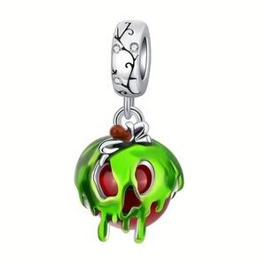 🍎 New! Snow White S925 Sterling Silver Poison Apple Charm Dangle Bead Forbidden